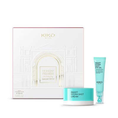 Подарунковий набір: зволожуючий крем для обличчя та зволожуючий гель для очей Kiko Milano Holiday Première My Everyday Skincare Gift Set HPMESGS фото