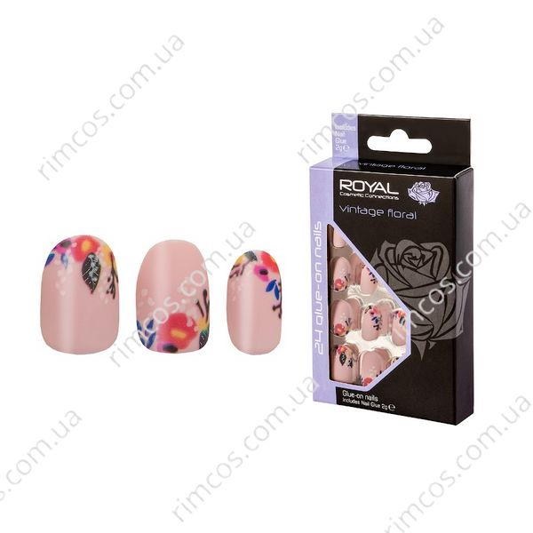 Накладні нігті в комплекті із клеєм Royal Cosmetics 24 Glue-On Nail Tips "Vintage Floral" 2216018 фото