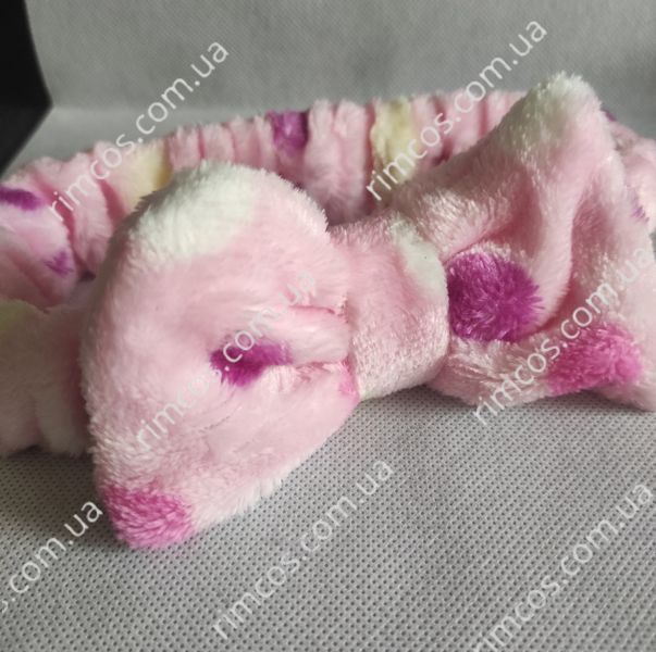 Косметическая махровая повязка на голову POLKA DOT SPA HEADBAND 6506 фото