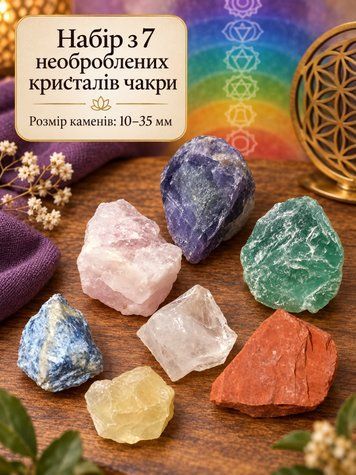 Набор из 7 необработанных кристаллов чакры, размер камня 10-35 мм 877866 фото