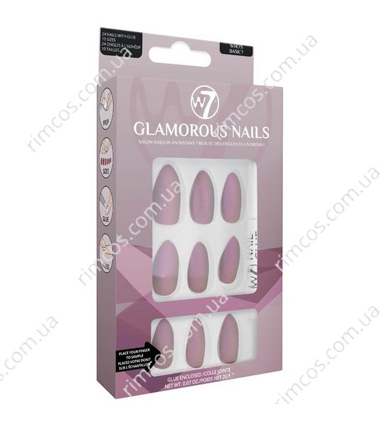 Накладні нігті з клеєм W7 - Glamorous Nails Artificial Nails "Whos's Basic?" 2216640 фото