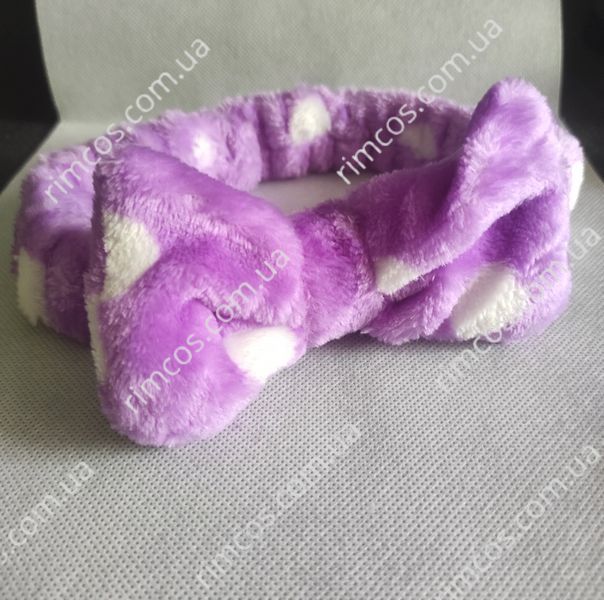 Косметическая махровая повязка на голову POLKA DOT SPA HEADBAND 0856 фото