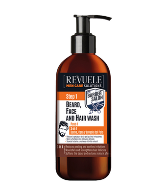 Гель для бороди, волосся та обличчя Revuele Men Care Barber Salon 3in1 Beard, Face & Hair Wash 2316766 фото