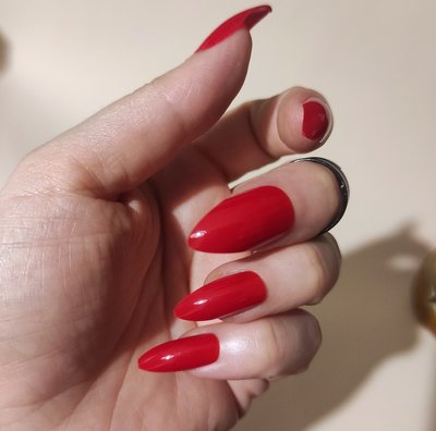 Накладні нігті із клеєм Technic Cosmetics False Nails Stiletto "Gloss Red" 1340 фото