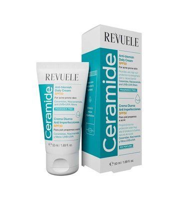 Щоденний крем для обличчя Revuele Ceramide  Face moisturizer with SPF50+ Acne-prone skin 50 мл. 106390 фото