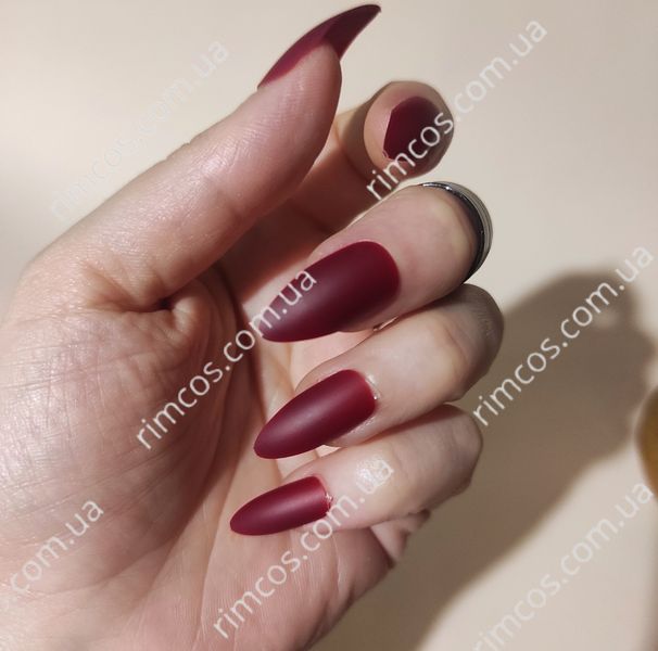 Накладні нігті із клеєм Technic Cosmetics False Nails Stiletto "Matte Burgundy" 1350 фото