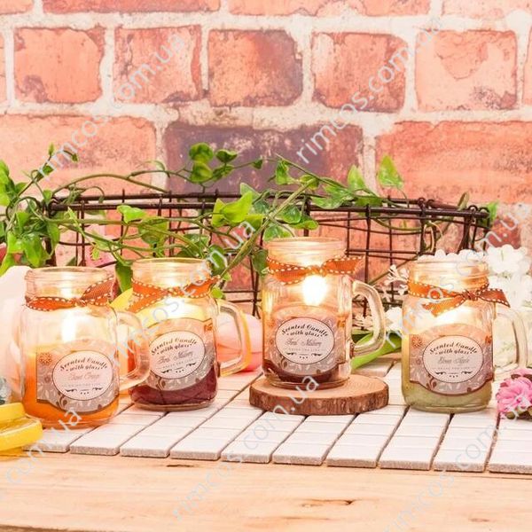 Крафтові арома свічки Scented Fragrance Candle in Handled Glass Jar MORCAN фото