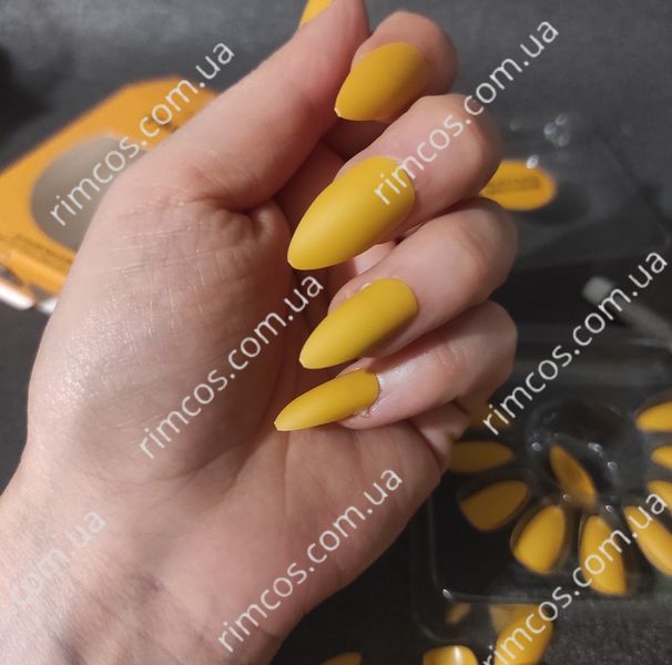 Накладні нігті із клеєм Technic Cosmetics False Nails Stiletto "Mustard Mayhem" 2216728 фото