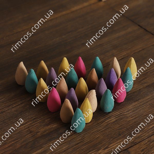 Арома-конусы для дымного водопада Backflow Incense Cones in Mixed Colours and Fragrances 60BL фото