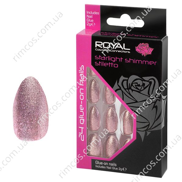 Накладные ногти в комплекте с клеем Royal Cosmetics 24 Glue-On Nail Tips "Starlight Shimmer Stiletto" 7534 фото