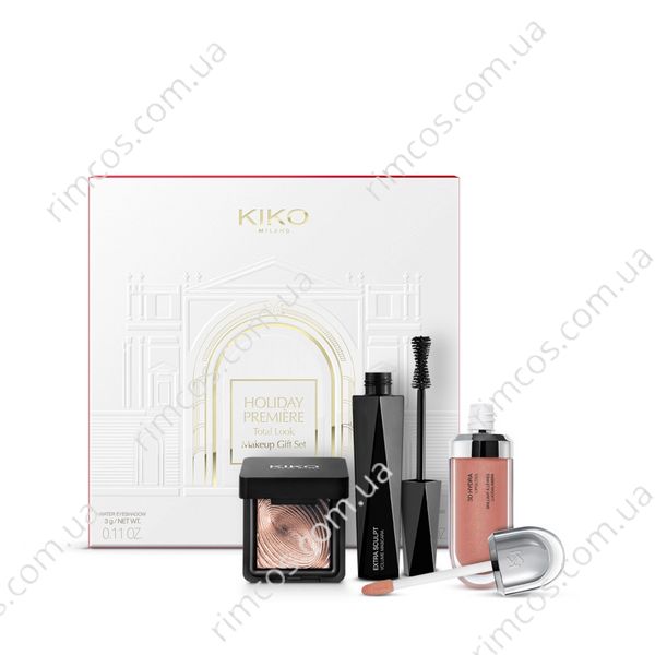 Подарочный набор тени для век, тушь, блеск для губ Kiko Milano Holiday Première Total Look Makeup Gift Set HPTLMGS4 фото