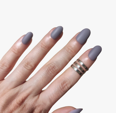 Накладні нігті із клеєм Technic Cosmetics False Nails Almond "Matte Grey" 216714 фото