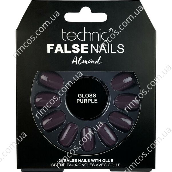 Накладні нігті із клеєм Technic Cosmetics False Nails Almond "Gloss Purple" 7516714 фото