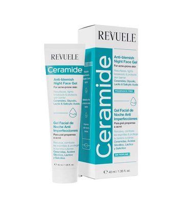 Нічний гель для обличчя Revuele Ceramide Facial gel cream at night Anti-blemish Acne-prone skin 40 мл. 106406 фото