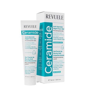 Нічний гель для обличчя Revuele Ceramide Facial gel cream at night Anti-blemish Acne-prone skin 40 мл. 106406 фото