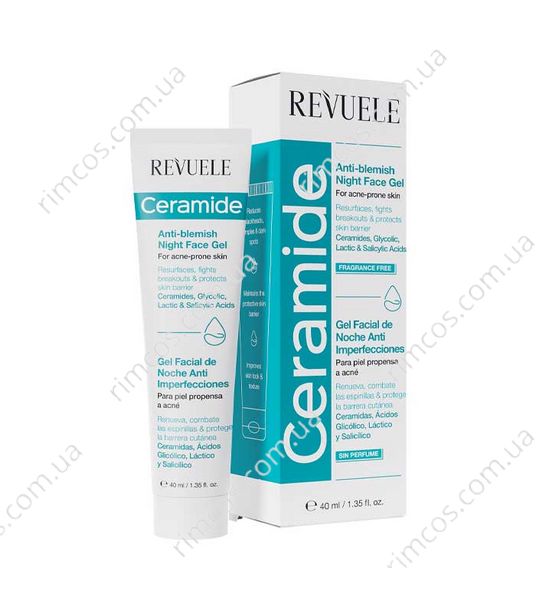 Ночной гель для лица Revuele Ceramide Facial gel cream at night Anti-blemish Acne-prone skin 40 мл. 106406 фото