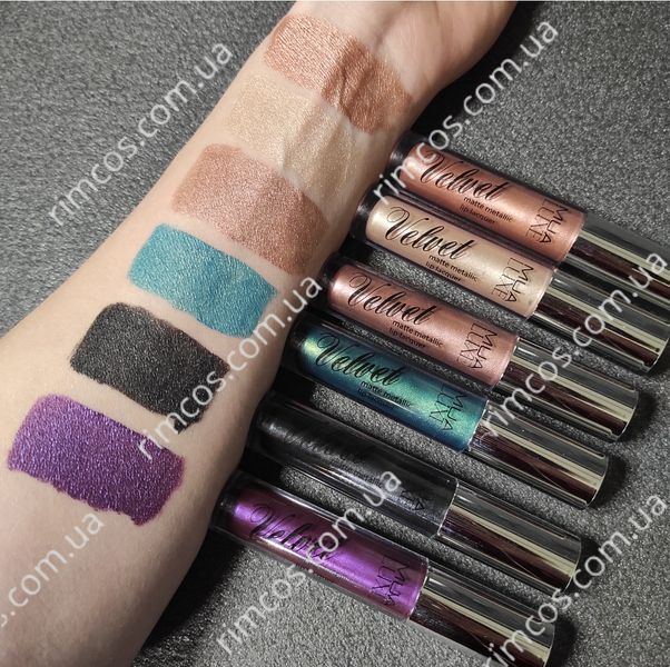 Стійка рідка матова помада з ефектом металік MUA Luxe Velvet Matte Metallic Lip Lacquer Liquid MLVMApollo фото