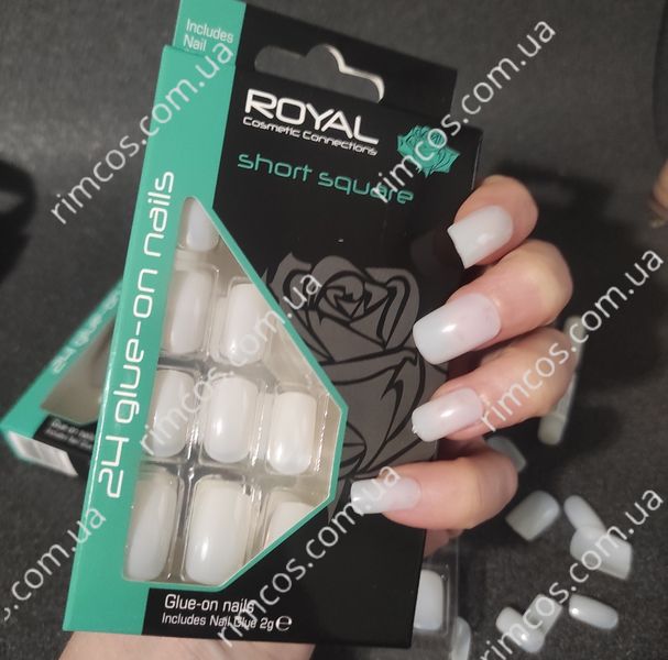 Накладные ногти с клеем Royal 24 Short Square False Nail Tips NNAI007 фото