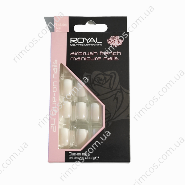 Накладні нігті з клеєм Royal 24 False Nail Tips  Airbrush French Manicure NNAI278 фото