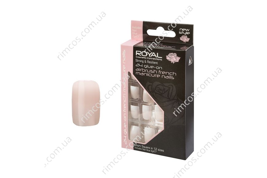 Накладные ногти с клеем Royal 24 False Nail Tips  Airbrush French Manicure NNAI278 фото