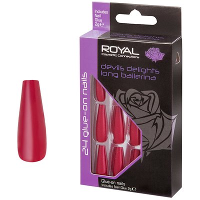 Накладні нігті в комплекті із клеєм Royal Cosmetics 24 Glue-On Nail Tips "Devils Delights Long Ballerina" 816056 фото