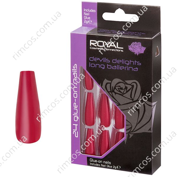 Накладные ногти в комплекте с клеем Royal Cosmetics 24 Glue-On Nail Tips "Devils Delights Long Ballerina" 816056 фото