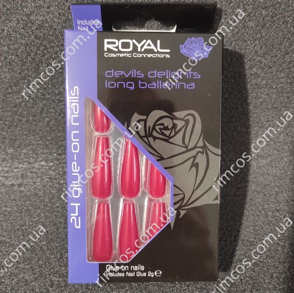 Накладные ногти в комплекте с клеем Royal Cosmetics 24 Glue-On Nail Tips "Devils Delights Long Ballerina" 816056 фото