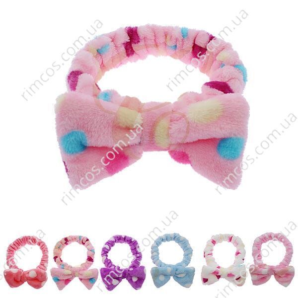 Косметична махрова пов'язка на голову POLKA DOT SPA HEADBAND 0059R6 фото