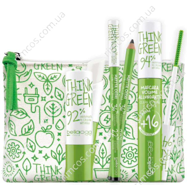 Bellaoggi Kit Think Green Набір косметики (туш для вій+олівець для очей+гігієнічна помада+косметичка) BOST3 фото