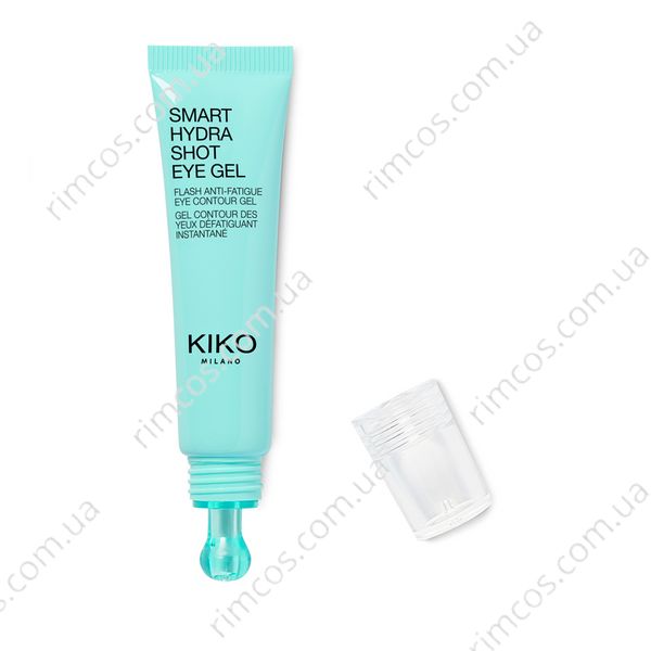 Комплект косметики Kiko Milano: увлажняющий гель под глаза Smart Hydra Shot Eye Gel + косметичка  Joyful Holiday Golden Dust Clutch SHSEG9 фото