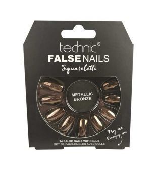 Накладные ногти с клеем Technic Cosmetics False Nails Stiletto "Metallic Bronze" 5970896 фото