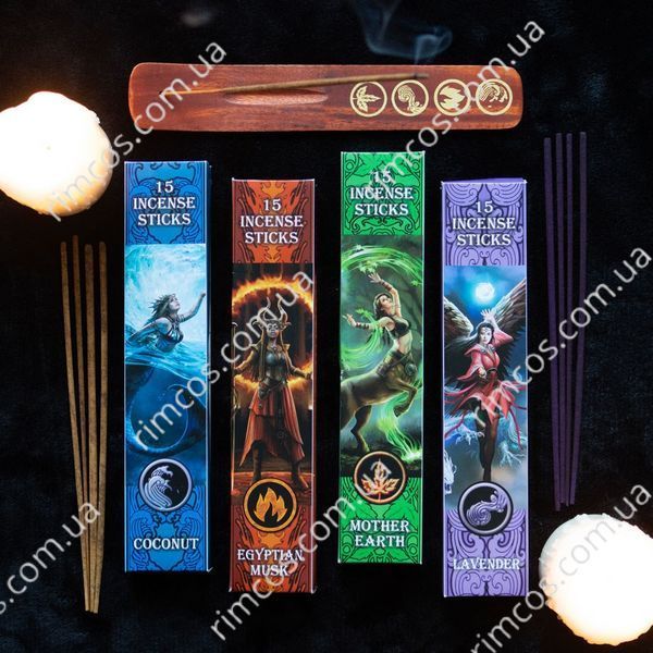 Подарочный набор ароматических палочек с подставкой Elemental Incense Stick Collection by Anne Stokes 51724 фото