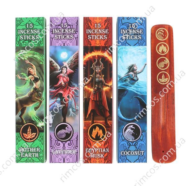 Подарочный набор ароматических палочек с подставкой Elemental Incense Stick Collection by Anne Stokes 51724 фото