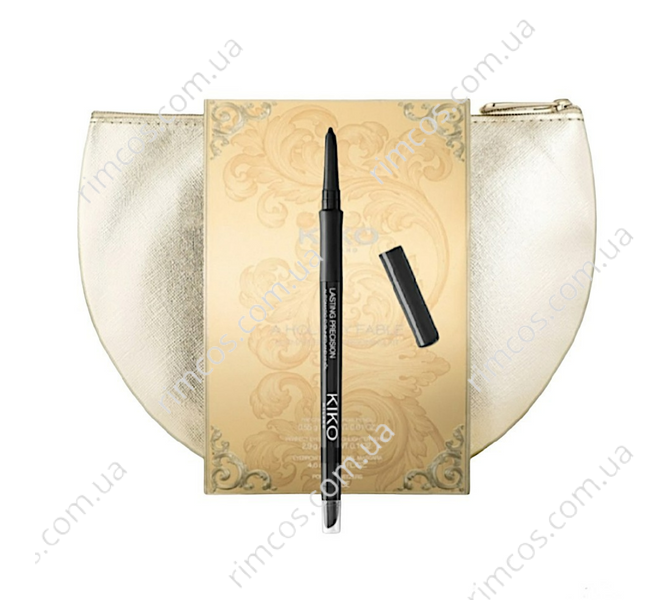 Комплект косметики Kiko Milano: автоматический карандаш Lasting Precision Automatic Eyeliner And Khol + косметичка  Joyful Holiday Golden Dust Clutch LPAEAK фото