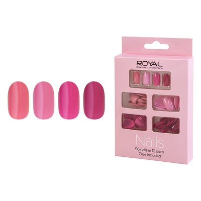 96 Накладних нігтів в комплекті із клеєм Royal Cosmetics 96 Glue-On Nail Tips "Pink" 39269 фото