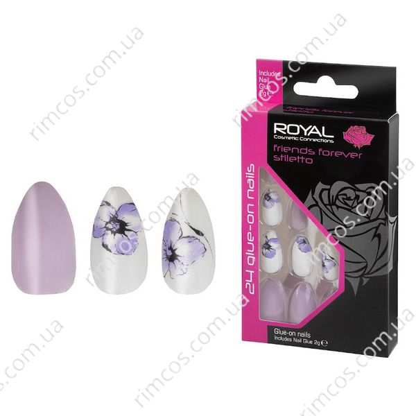 Накладные ногти в комплекте с клеем Royal Cosmetics 24 Glue-On Nails "Friends Forever Stiletto Nail Tips" 2216040 фото