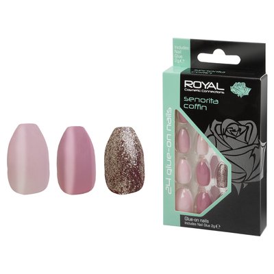 Накладні нігті з клеєм Royal Cosmetics 24 Glue-On Nail Tips "Senorita Coffin" 39269045 фото