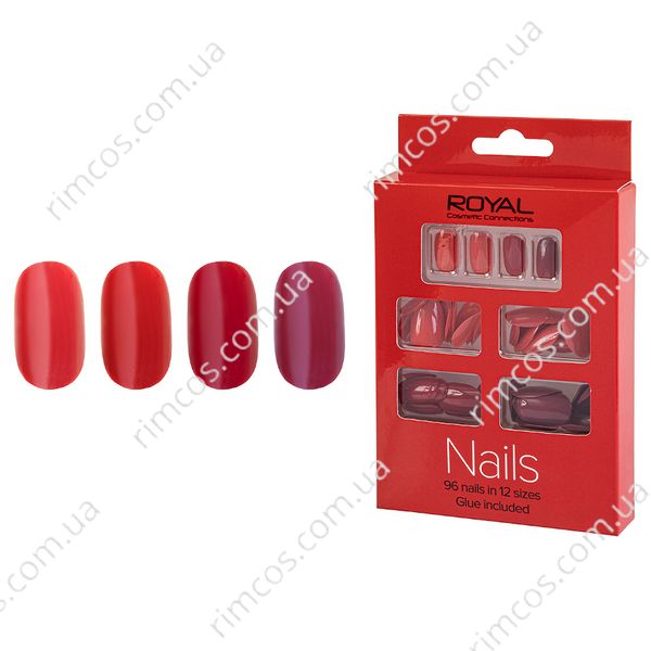 96 Накладних нігтів в комплекті із клеєм Royal Cosmetics 96 Glue-On Nail Tips "Red" 339269 фото