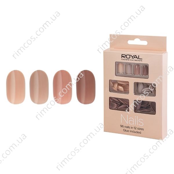 96 Накладных ногтей в комплекте с клеем Royal Cosmetics 96 Glue-On Nail Tips "Natural" 33969 фото