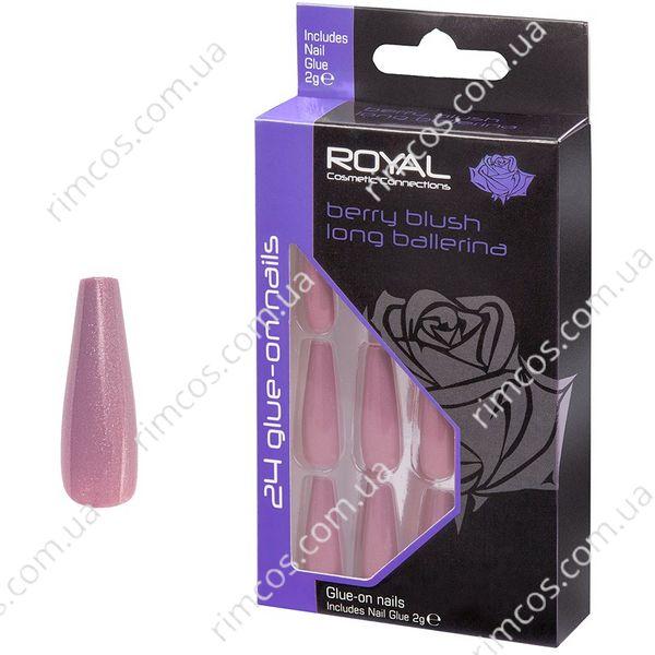 Накладні нігті в комплекті із клеєм Royal Cosmetics 24 Glue-On Nail Tips "Berry Blush Long Ballerina" 2216056 фото