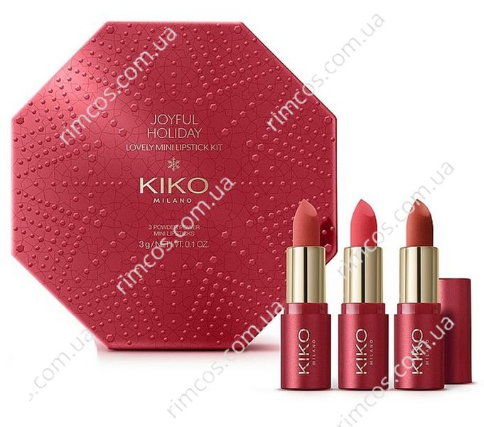 Набор для губ из 3 мини-помад Kiko Milano JOYFUL HOLIDAY LOVELY MINI LIPSTICK KIT JHLMLK фото